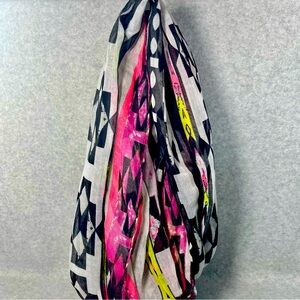 Infinity 29 Palms Scarf Aztec Light Weight Neon Multicolor Sheer Cowl Black Pink